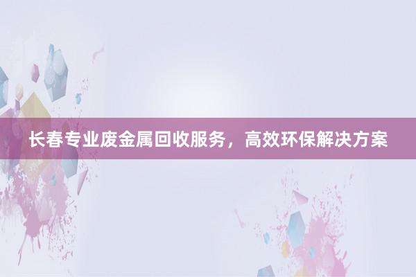 长春专业废金属回收服务，高效环保解决方案